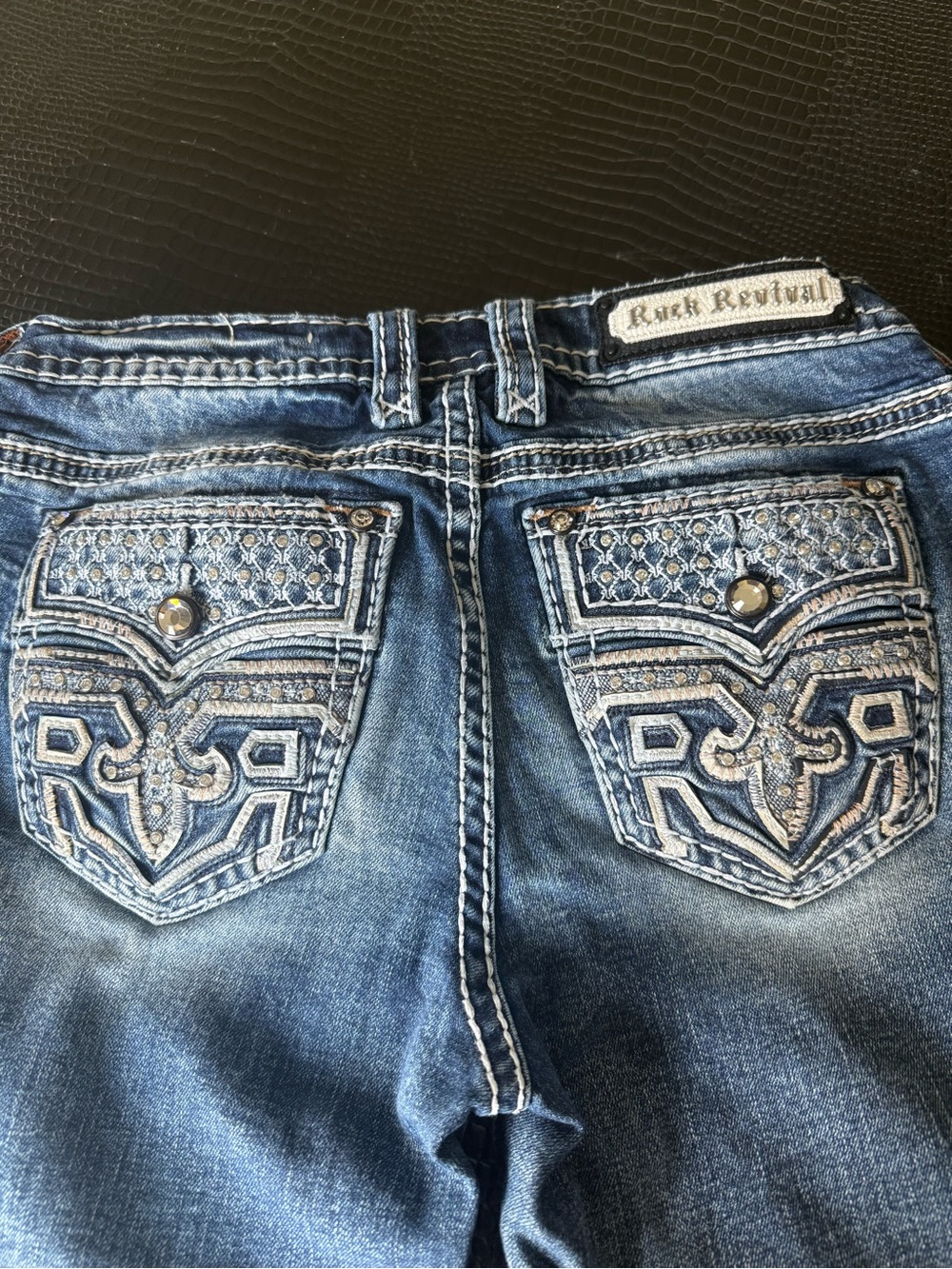 Rock Revival Women's Embroidered Back Pocket Boot Cut Jeans - Blue